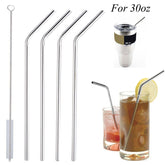 4pcs Stainless Steel Drinking Straws Reusable Curved Straws for Yeti 30oz/20oz with 1 Cleaners